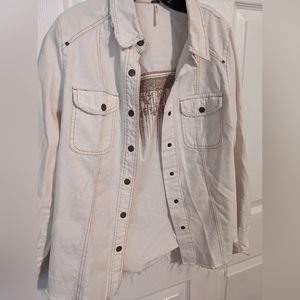 Free People Embroidered Denim Shacket, Sz S